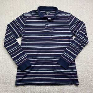 Arnold Palmer Classic Polo Men M Blue / Red Striped Long Sleeve Shirt Golf